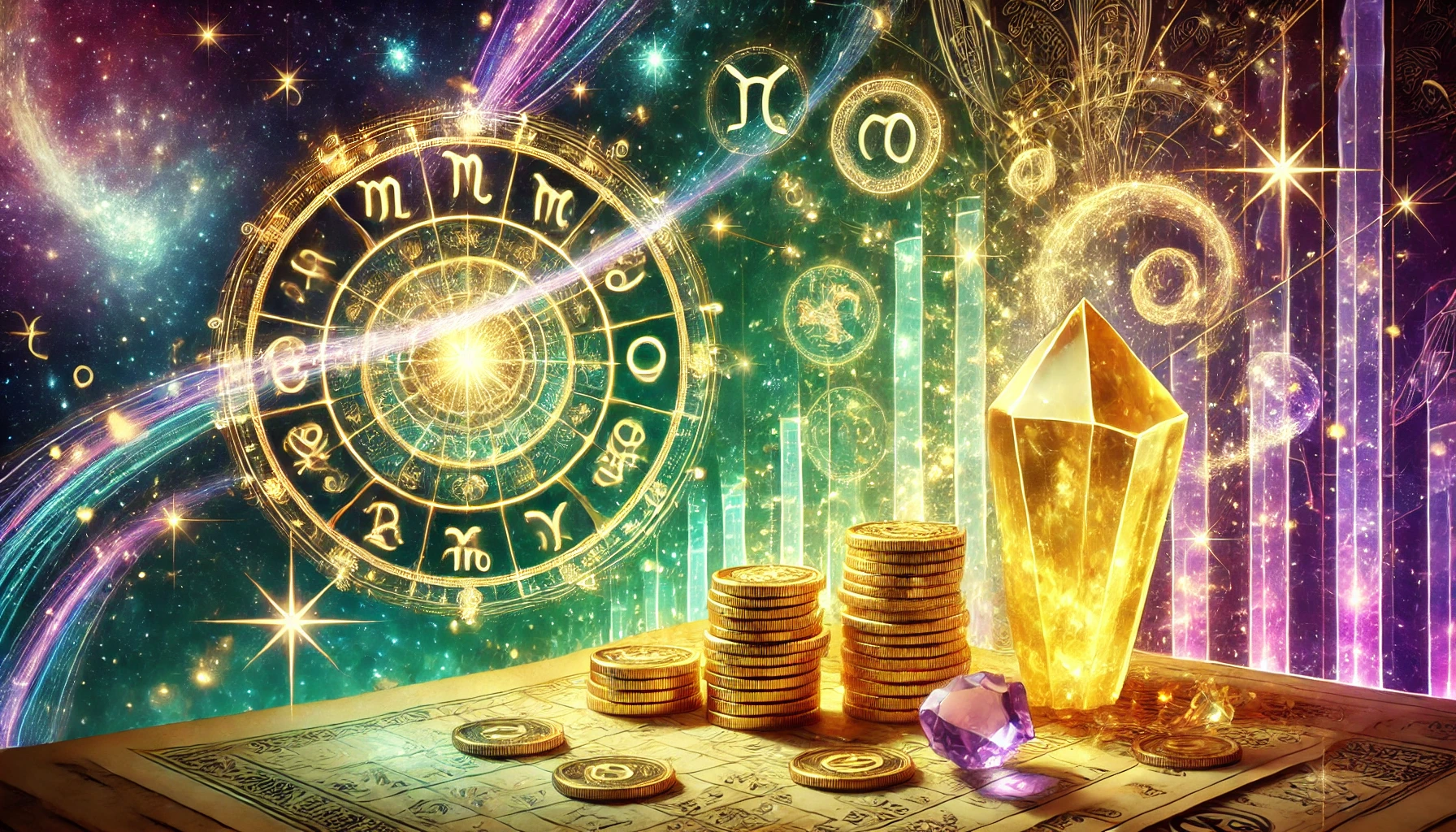 Magiczny horoskop finansowy – przewiduj bogactwo i sukces za pomocą astrologii i zaklęć.